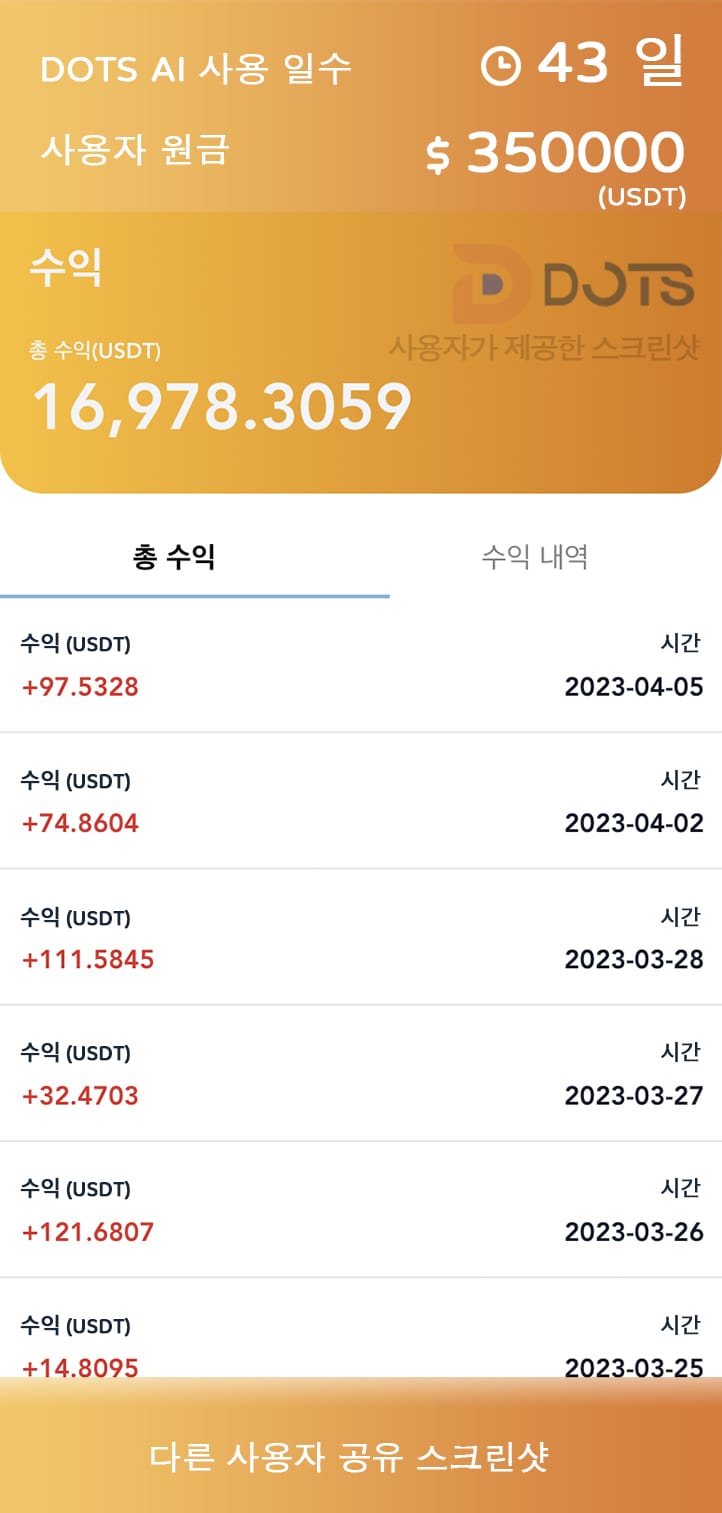 DOTS AI 사용자 수익 공유 45일